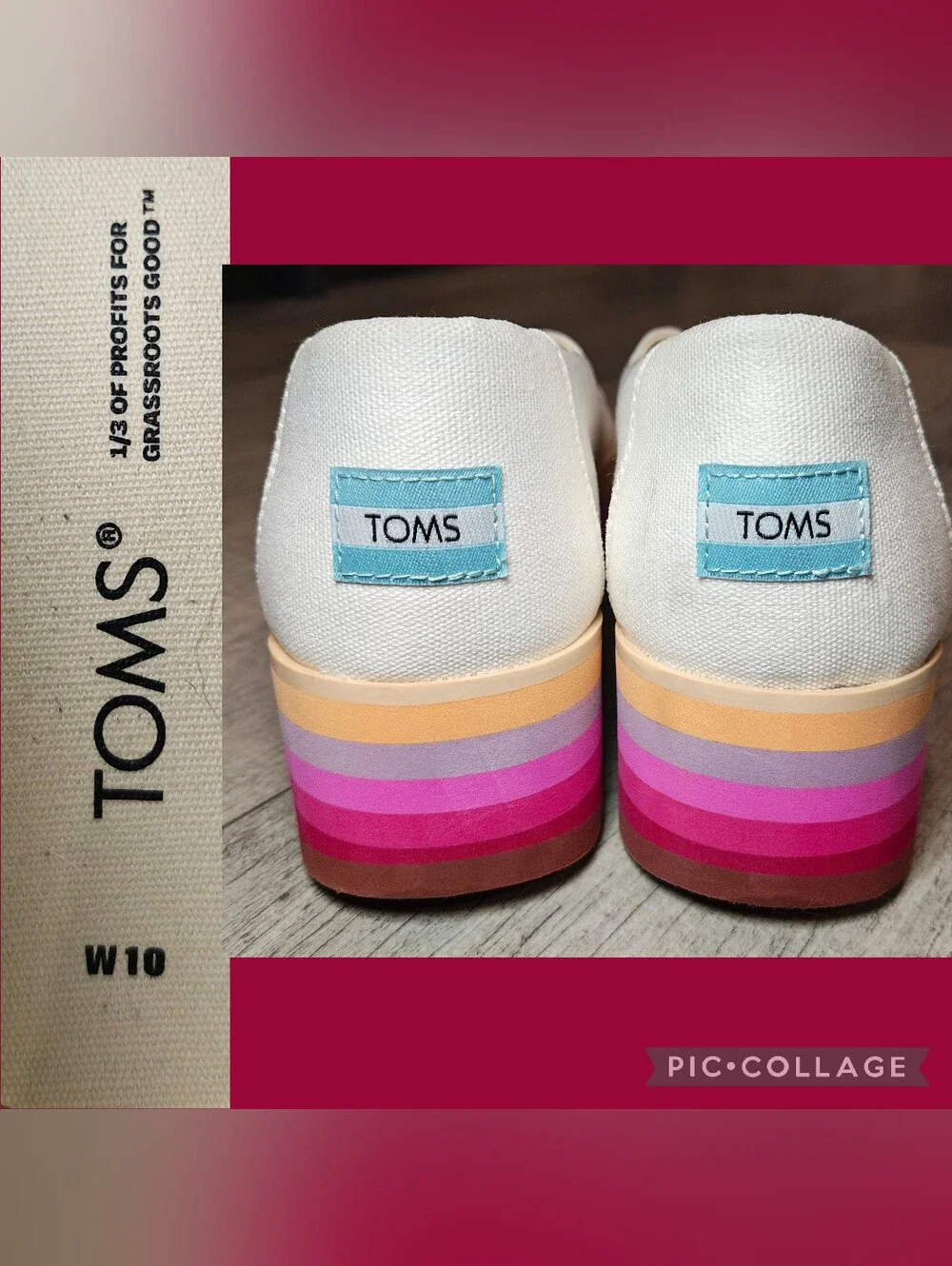 ✨🌈NWOT TOMS Alpargata Rainbow Platform Wedge Espadrilles Slip-Ons ✨🌈